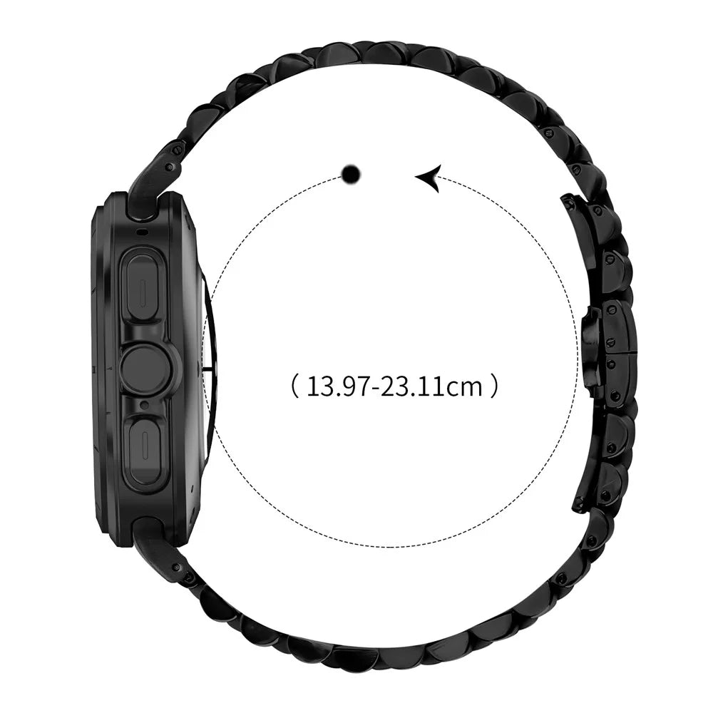Colored Watch Band for Samsung Galaxy Watch Ultra (2025) 47mm / Ultra 47mm 5-Bead Metal Butterfly Clasp Strap - Black - 7