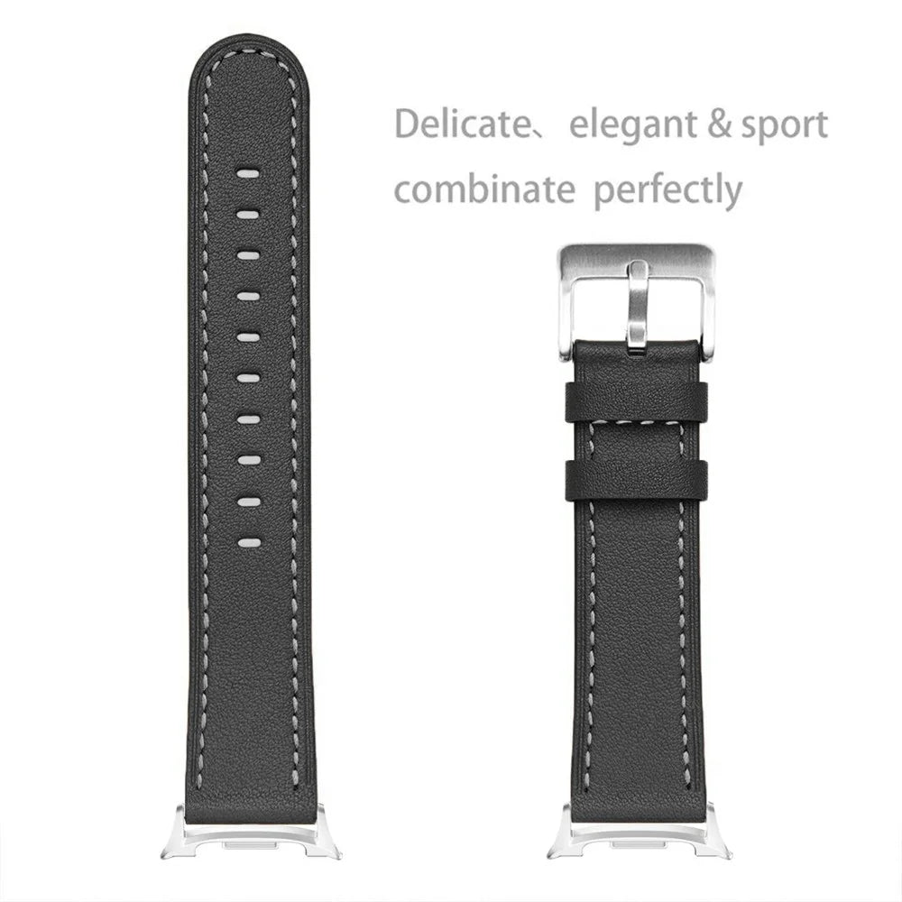 Watch Band for Samsung Galaxy Watch8 44mm / 40mm / Watch8 Classic 46mm Round-tail Genuine Cow Leather Strap - Black - 2