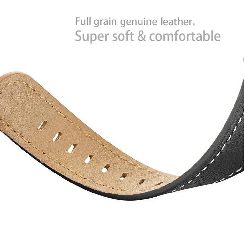 Watch Band for Samsung Galaxy Watch8 44mm / 40mm / Watch8 Classic 46mm Round-tail Genuine Cow Leather Strap - Black - 3
