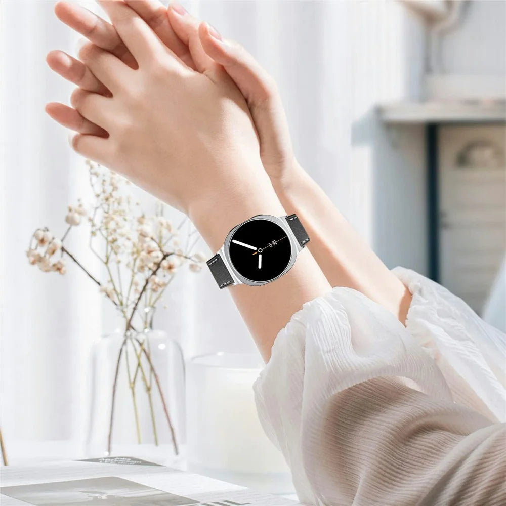 Watch Band for Samsung Galaxy Watch8 44mm / 40mm / Watch8 Classic 46mm Round-tail Genuine Cow Leather Strap - Black - 4
