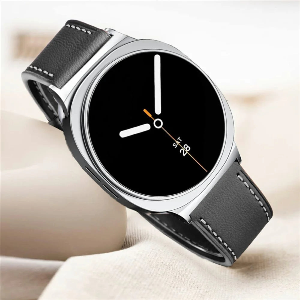 Watch Band for Samsung Galaxy Watch8 44mm / 40mm / Watch8 Classic 46mm Round-tail Genuine Cow Leather Strap - Black - 5
