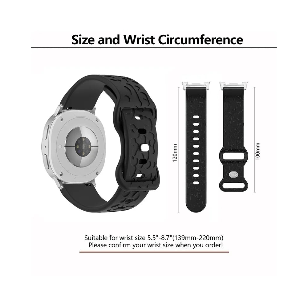 KALEBOL Silicone Strap For Samsung Galaxy Watch8 Classic 46mm  /  Watch8 44mm  /  40mm Leopard Texture Watch Band - Black - 4