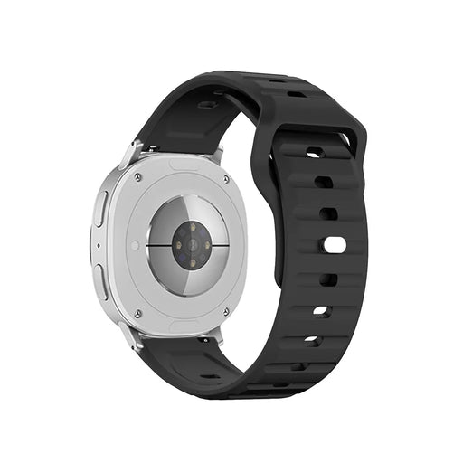 KALEBOL Silicone Strap For Samsung Galaxy Watch8 Classic 46mm  /  Watch8 44mm  /  40mm Wave Pattern Pin Buckle Watch Band - Black - 1