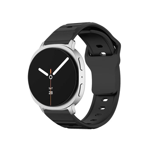 KALEBOL Silicone Strap For Samsung Galaxy Watch8 Classic 46mm  /  Watch8 44mm  /  40mm Wave Pattern Pin Buckle Watch Band - Black - 2