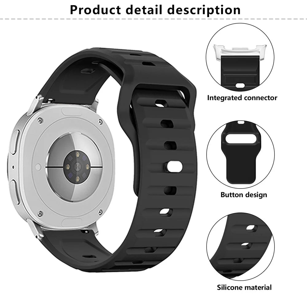 KALEBOL Silicone Strap For Samsung Galaxy Watch8 Classic 46mm  /  Watch8 44mm  /  40mm Wave Pattern Pin Buckle Watch Band - Black - 3