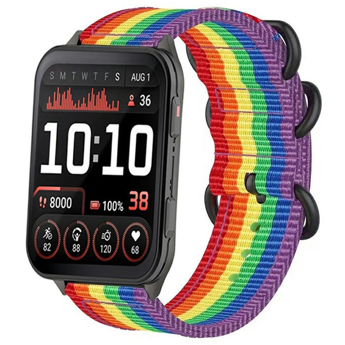 For Garmin Venu X1 Watch Strap Nylon Adjustable Wrist Band - Rainbow Color - 2