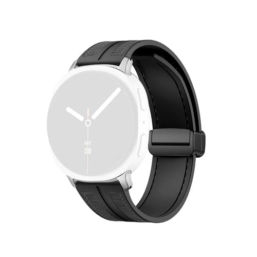 KALEBOL Watch Band For Samsung Galaxy Watch8 Classic 46mm  /  Watch8 44mm  /  40mm Magnetic Folding Clasp Nylon Silicone Strap - Black - 1