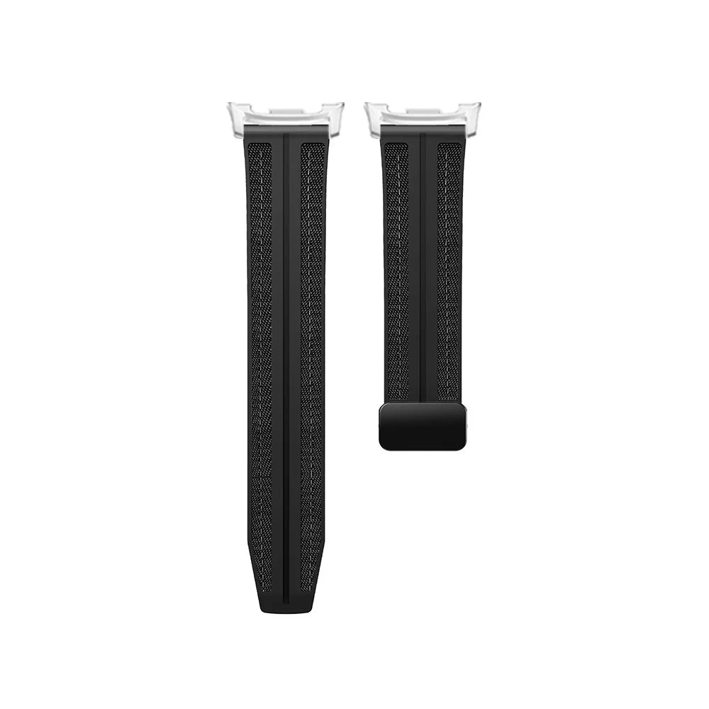 KALEBOL Watch Band For Samsung Galaxy Watch8 Classic 46mm  /  Watch8 44mm  /  40mm Magnetic Folding Clasp Nylon Silicone Strap - Black - 3