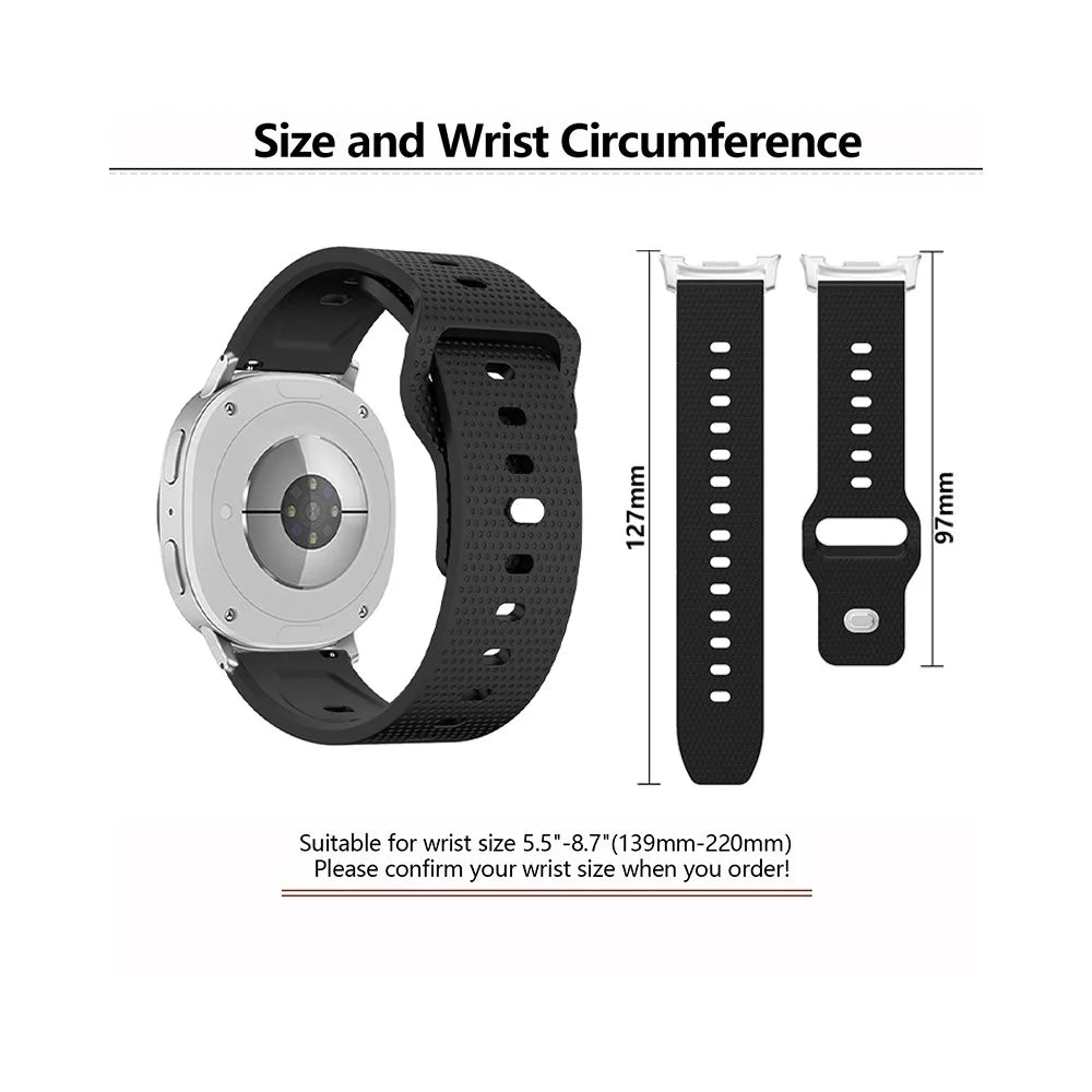 KALEBOL Silicone Strap For Samsung Galaxy Watch8 Classic 46mm  /  Watch8 44mm  /  40mm Polka Dot Pin Buckle Watch Band - Black - 4