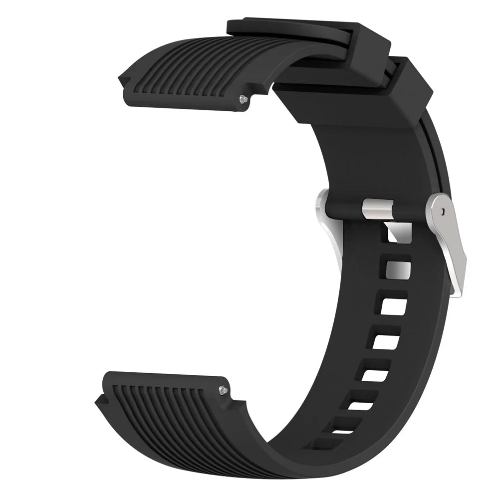Universal 22mm Width Lines Soft Silicone Band Watchband Strap for Huawei Watch 3 / 3 Pro / Samsung Amazfit Watch Etc - Black - 1