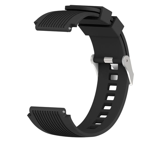 Universal 22mm Width Lines Soft Silicone Band Watchband Strap for Huawei Watch 3 / 3 Pro / Samsung Amazfit Watch Etc - Black - 1
