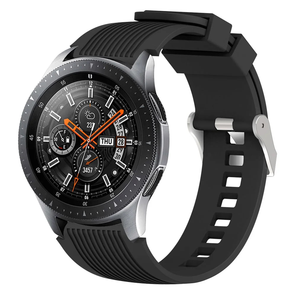 Universal 22mm Width Lines Soft Silicone Band Watchband Strap for Huawei Watch 3 / 3 Pro / Samsung Amazfit Watch Etc - Black - 2