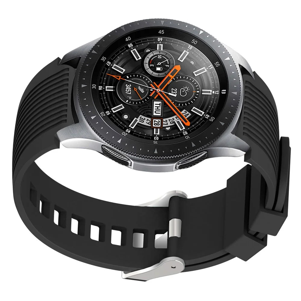 Universal 22mm Width Lines Soft Silicone Band Watchband Strap for Huawei Watch 3 / 3 Pro / Samsung Amazfit Watch Etc - Black - 3