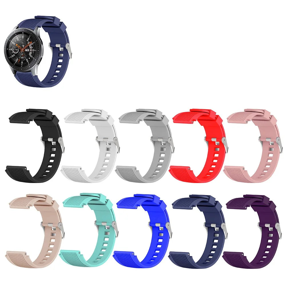Universal 22mm Width Lines Soft Silicone Band Watchband Strap for Huawei Watch 3 / 3 Pro / Samsung Amazfit Watch Etc - Black - 4