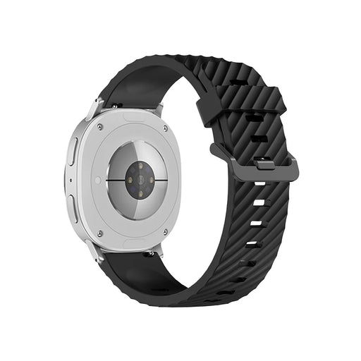KALEBOL Silicone Strap For Samsung Galaxy Watch8 Classic 46mm  /  Watch8 44mm  /  40mm Tire Pattern Watch Band - Black - 1