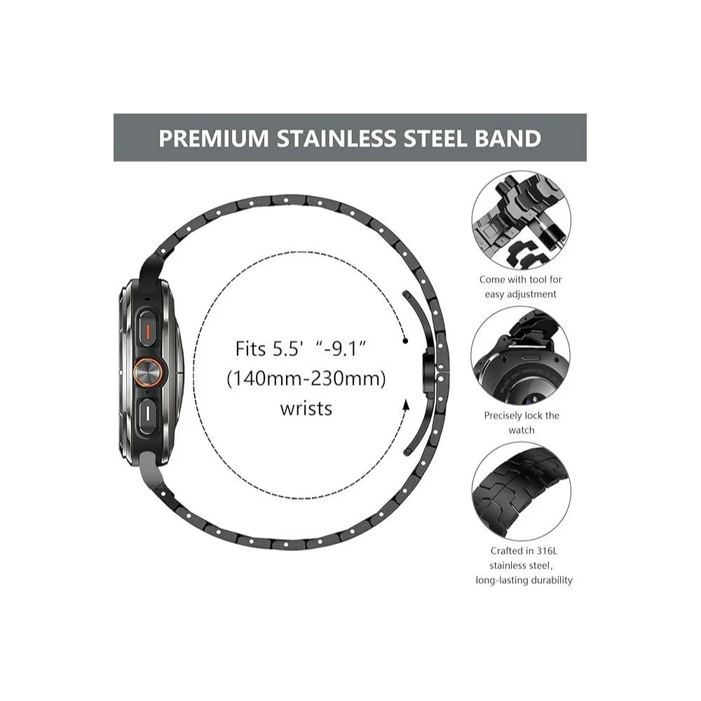 Watch Band For Samsung Galaxy Watch8 Classic 46mm  /  Watch8 44mm  /  40mm Split Butterfly Clasp Stainless Steel Strap - Black - 5