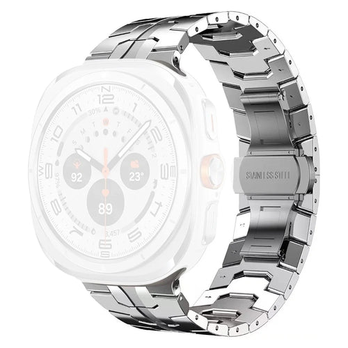 Watch Band For Samsung Galaxy Watch8 Classic 46mm  /  Watch8 44mm  /  40mm Integrated Butterfly Clasp Stainless Steel Strap - Silver - 1