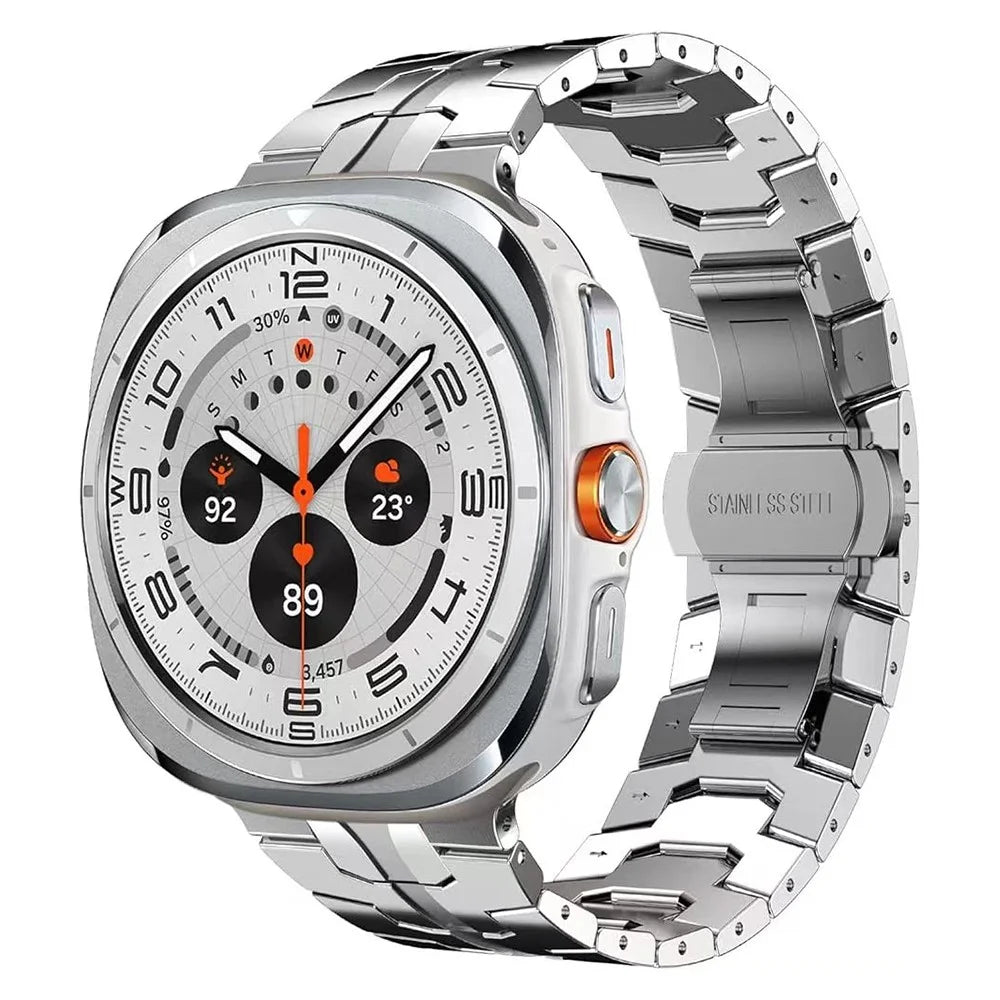 Watch Band For Samsung Galaxy Watch Ultra (2025) 47mm / Ultra 47mm Integrated Butterfly Clasp Stainless Steel Strap - Silver - 2