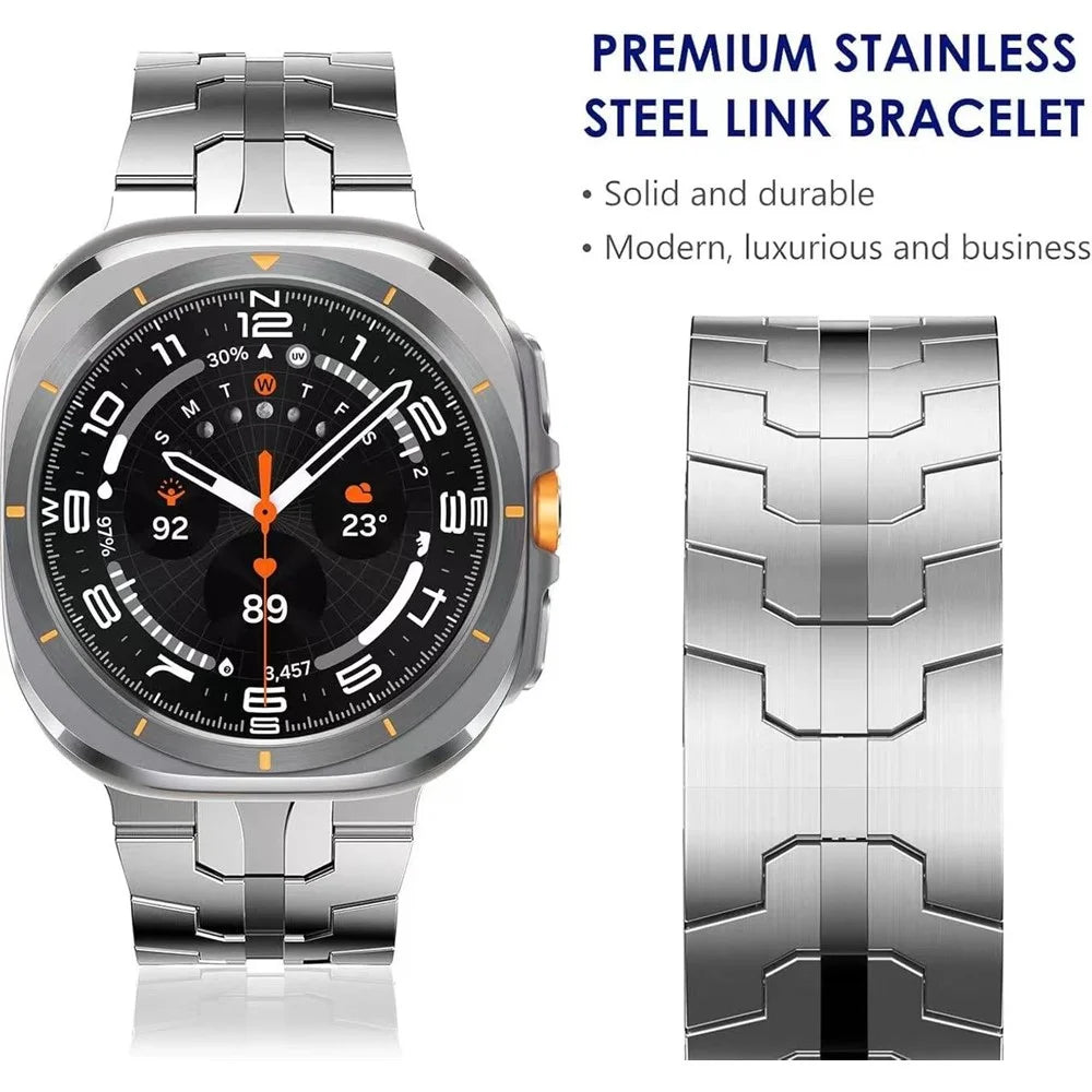 Watch Band For Samsung Galaxy Watch Ultra (2025) 47mm / Ultra 47mm Integrated Butterfly Clasp Stainless Steel Strap - Silver - 3