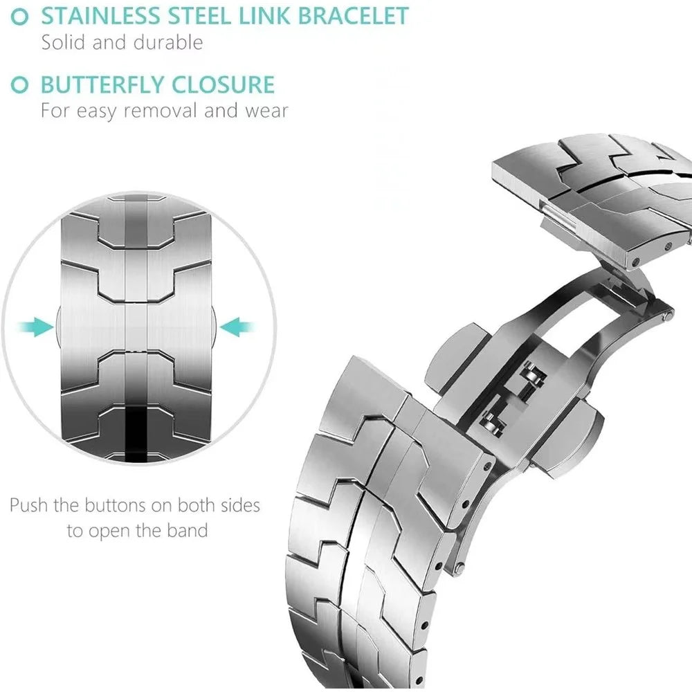 Watch Band For Samsung Galaxy Watch Ultra (2025) 47mm / Ultra 47mm Integrated Butterfly Clasp Stainless Steel Strap - Silver - 4