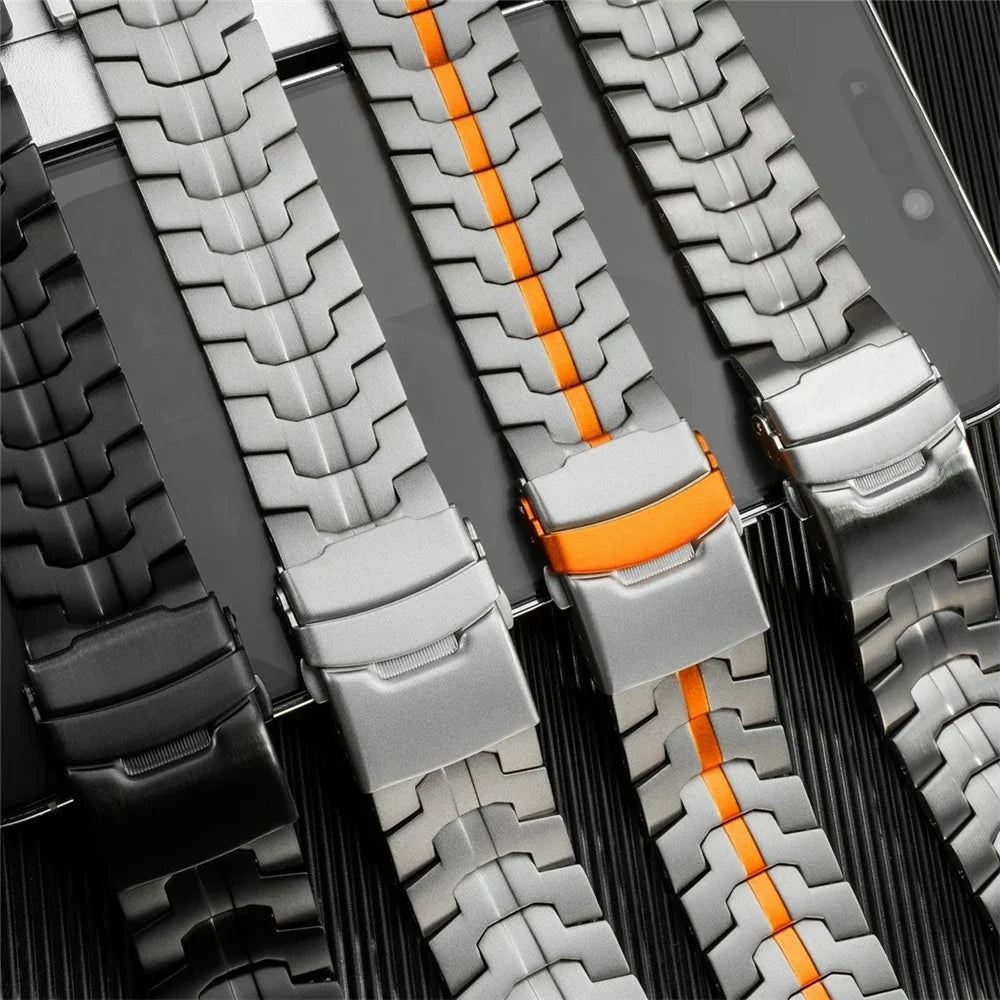 26mm Watch Band For Garmin Fenix 8 51mm  /  Enduro 3  /  Enduro 2 Titanium Alloy Strap with Safety Buckle - Black - 2
