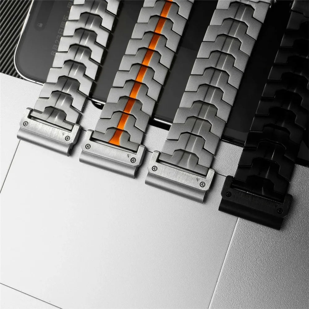 26mm Watch Band For Garmin Fenix 8 51mm  /  Enduro 3  /  Enduro 2 Titanium Alloy Strap with Safety Buckle - Black - 3