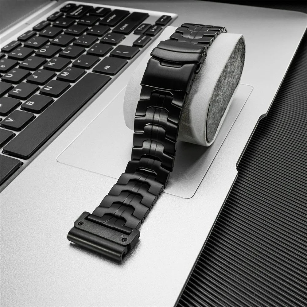 26mm Watch Band For Garmin Fenix 8 51mm  /  Enduro 3  /  Enduro 2 Titanium Alloy Strap with Safety Buckle - Black - 6