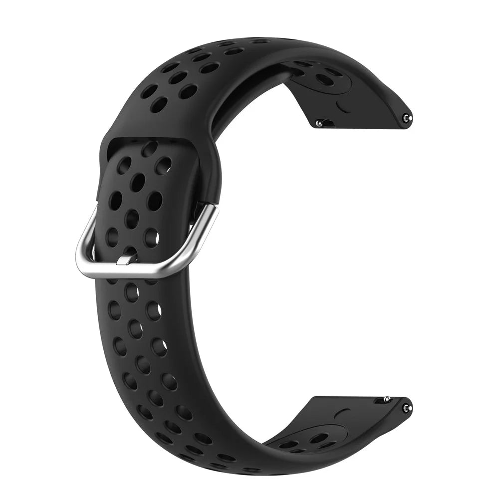 Universal 22mm Width Air Holes Silicone Watch Band Replacement for Huawei Watch 3 / 3 Pro / Samsung Amazfit Watch Etc - Black - 1