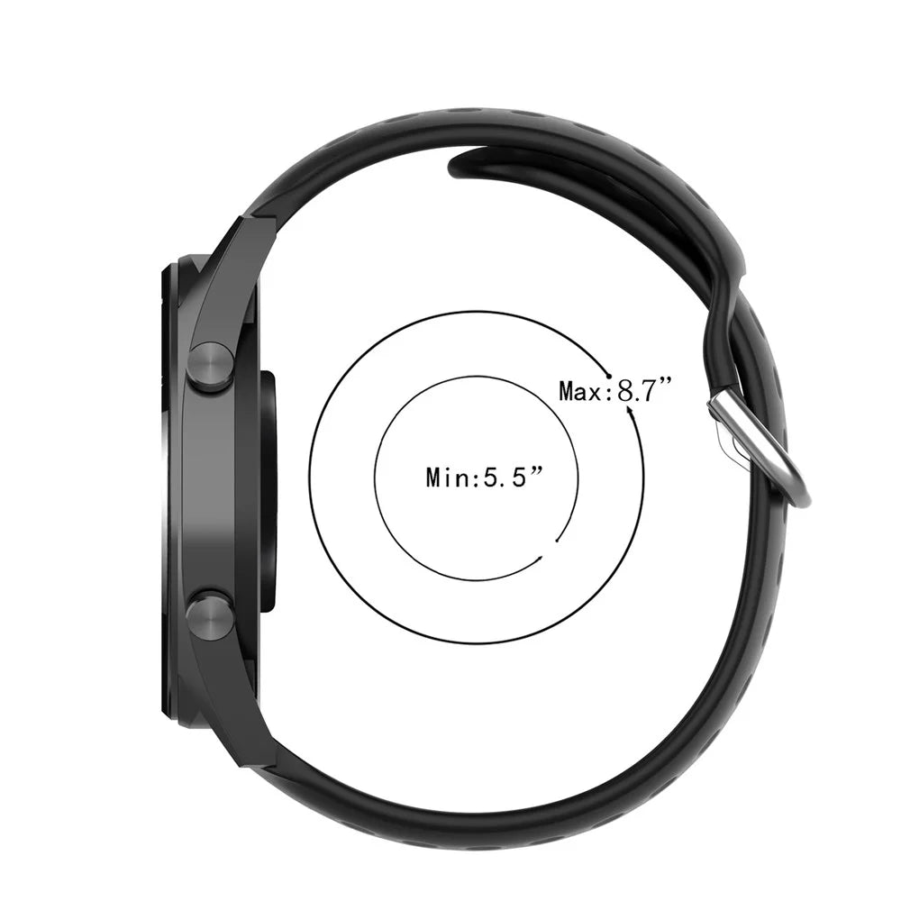 Universal 22mm Width Air Holes Silicone Watch Band Replacement for Huawei Watch 3 / 3 Pro / Samsung Amazfit Watch Etc - Black - 4