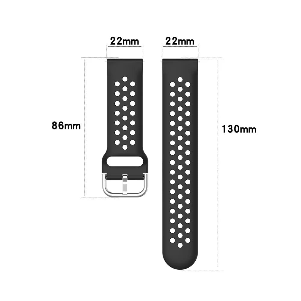 Universal 22mm Width Air Holes Silicone Watch Band Replacement for Huawei Watch 3 / 3 Pro / Samsung Amazfit Watch Etc - Black - 5
