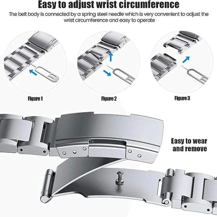 Watch Band For Samsung Galaxy Watch Ultra (2025) 47mm / Ultra 47mm 3-Bead Turtle Back Buckle Titanium Alloy Strap - Silver - 2