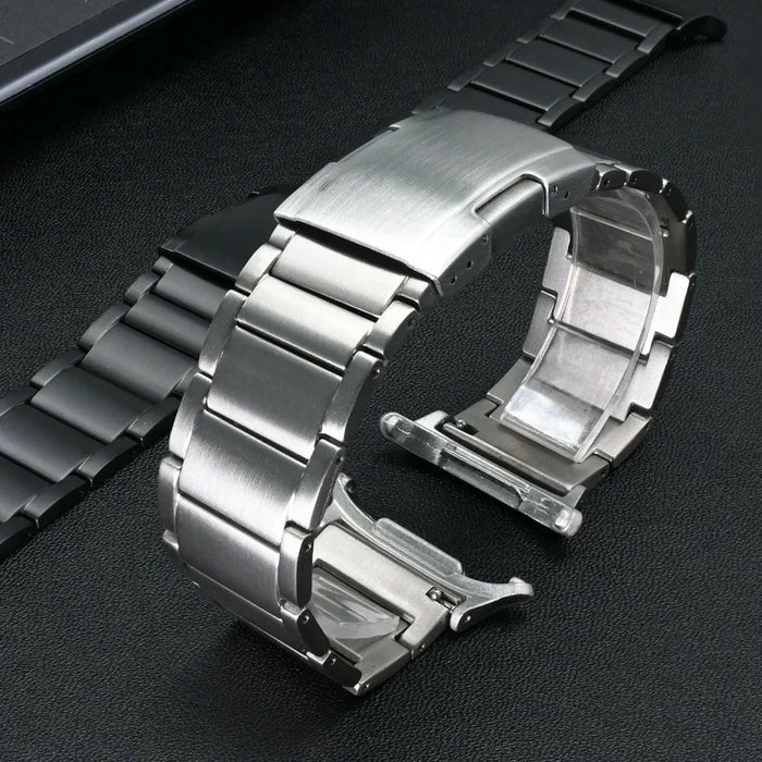 Watch Band For Samsung Galaxy Watch Ultra (2025) 47mm / Ultra 47mm 3-Bead Turtle Back Buckle Titanium Alloy Strap - Silver - 3