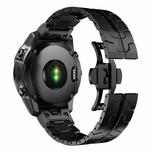 26mm Butterfly Buckle Strap for Garmin Fenix 8 51mm / Enduro 3 / Enduro 2 Titanium Alloy Watch Band - Black - 1