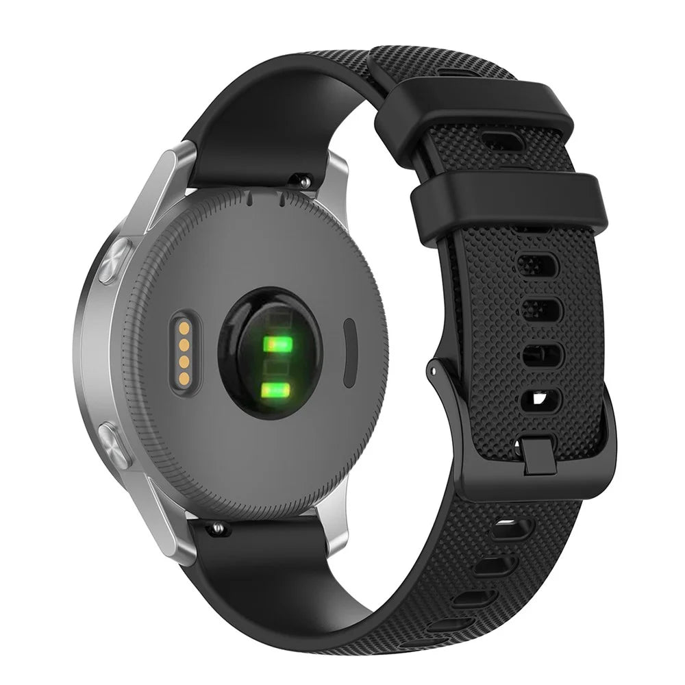 22mm Universal Grid Texture Silicone Watchband Replace Strap for Huawei Watch 3 / 3 Pro / Samsung Amazfit Watch Etc - Black - 2