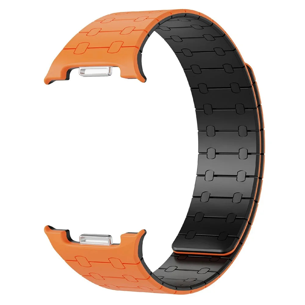 Silicone Strap for Samsung Galaxy Watch8 44mm / 40mm / Watch8 Classic 46mm Stylish Magnetic Watch Band - Orange / Black - 3