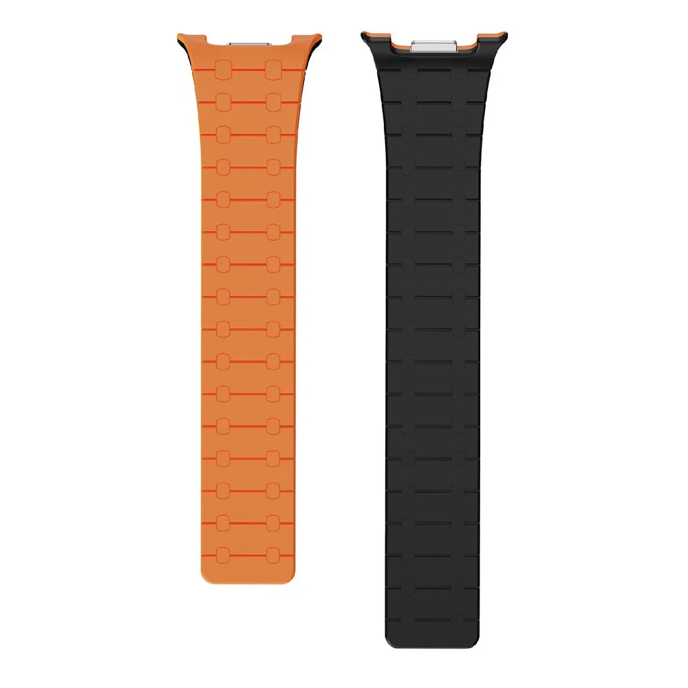 Silicone Strap for Samsung Galaxy Watch8 44mm / 40mm / Watch8 Classic 46mm Stylish Magnetic Watch Band - Orange / Black - 4