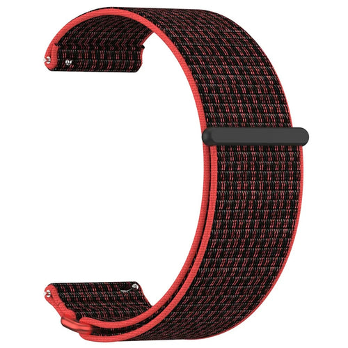 For Garmin Venu X1 Wrist Strap Magic Tape Nylon Loop Watch Band with Metal Ring - Red / Black - 1
