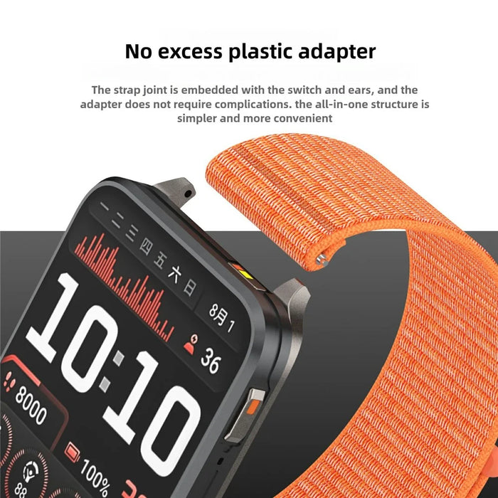 For Garmin Venu X1 Wrist Strap Magic Tape Nylon Loop Watch Band with Metal Ring - Red / Black - 5