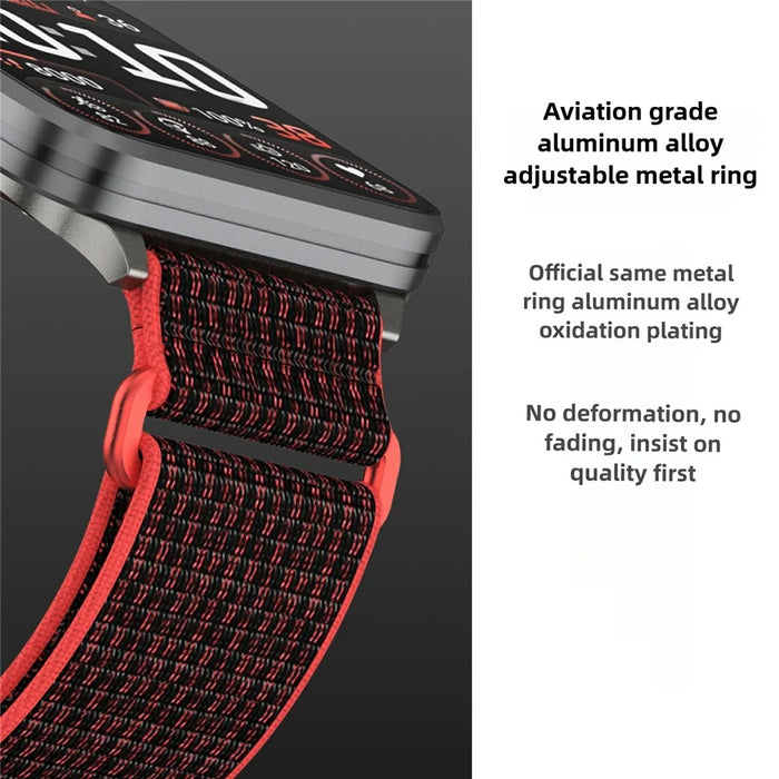 For Garmin Venu X1 Wrist Strap Magic Tape Nylon Loop Watch Band with Metal Ring - Red / Black - 6