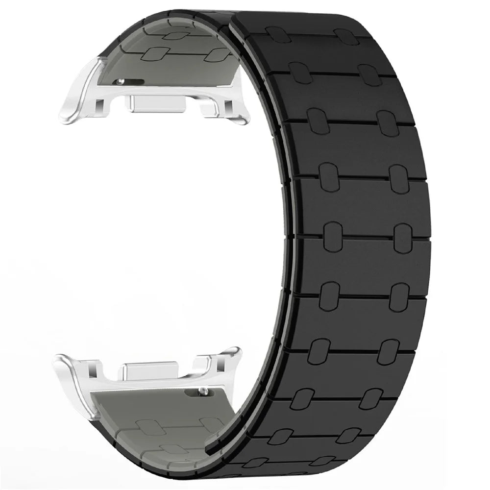Magnetic Strap for Samsung Galaxy Watch8 44mm / 40mm / Watch8 Classic 46mm Stylish Silicone Watch Band - Black / Grey - 1