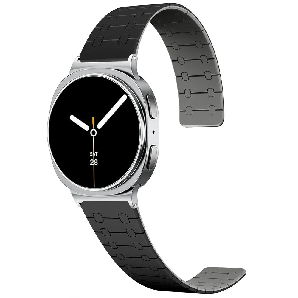 Magnetic Strap for Samsung Galaxy Watch8 44mm / 40mm / Watch8 Classic 46mm Stylish Silicone Watch Band - Black / Grey - 2