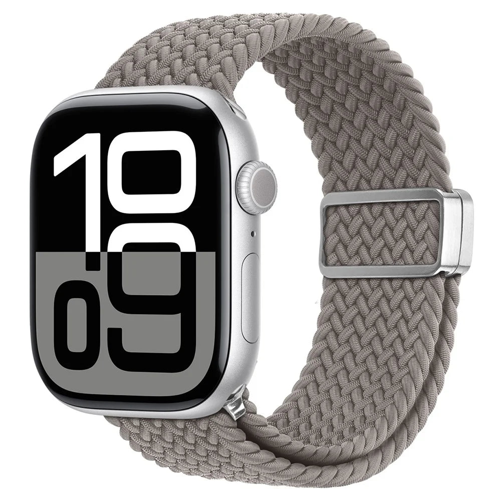 DUX DUCIS Ultra Series Watch Band For Apple Watch Series 11 10 42mm / 9 8 7 41mm / SE3 SE2 SE 6 5 4 40mm / 3 2 1 38mm Elastic Nylon Magnetic Strap - Clay - 3