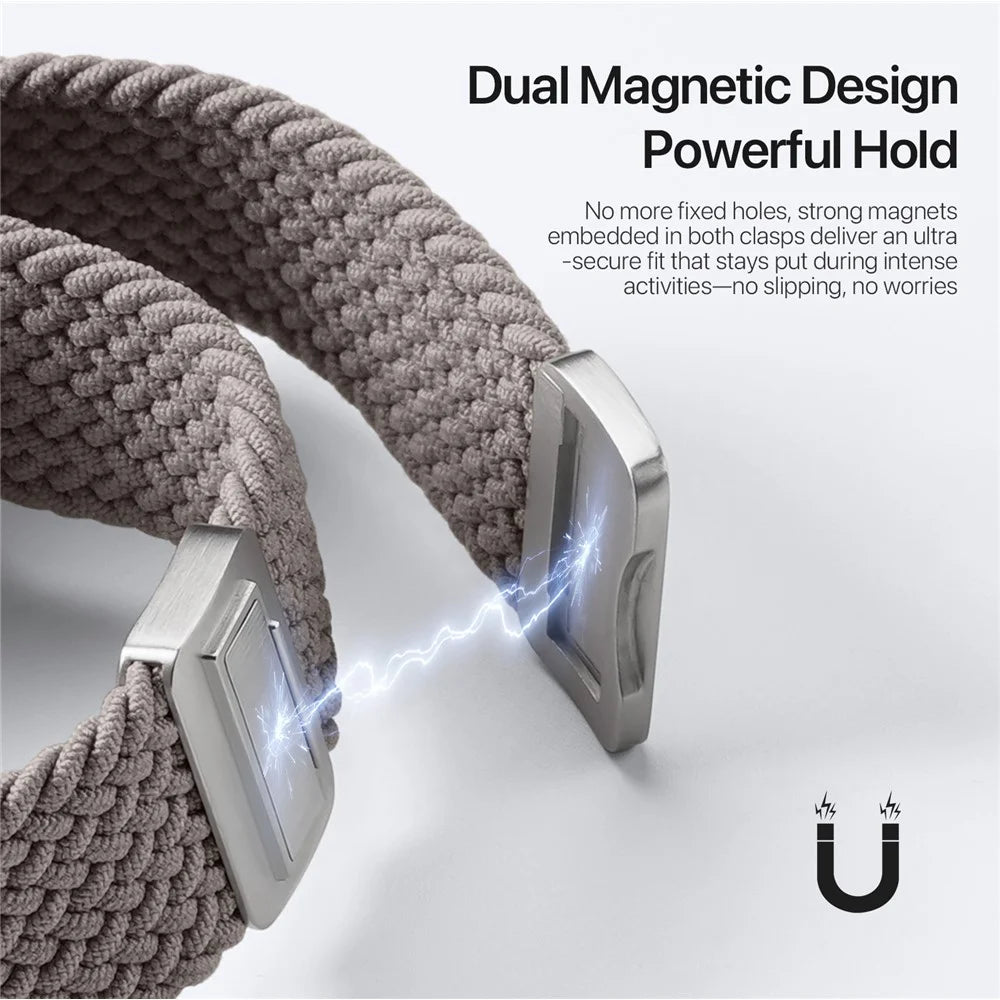 DUX DUCIS Ultra Series Watch Band For Apple Watch Series 11 10 42mm / 9 8 7 41mm / SE3 SE2 SE 6 5 4 40mm / 3 2 1 38mm Elastic Nylon Magnetic Strap - Clay - 4