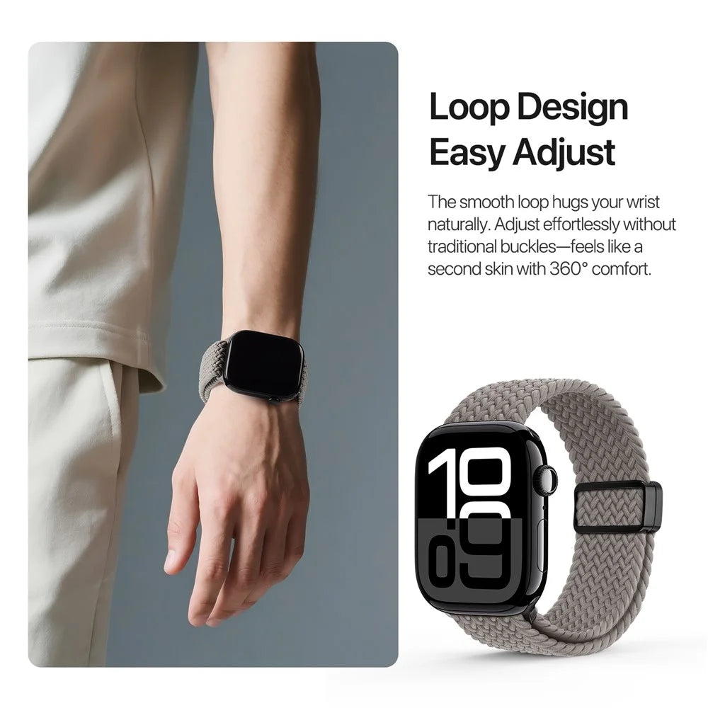 DUX DUCIS Ultra Series Watch Band For Apple Watch Ultra 3 2 1 49mm / Series 11 10 46mm / 9 8 7 45mm / SE3 SE2 SE 6 5 4 44mm / 3 2 1 42mm Nylon Magnetic Strap - Clay - 7