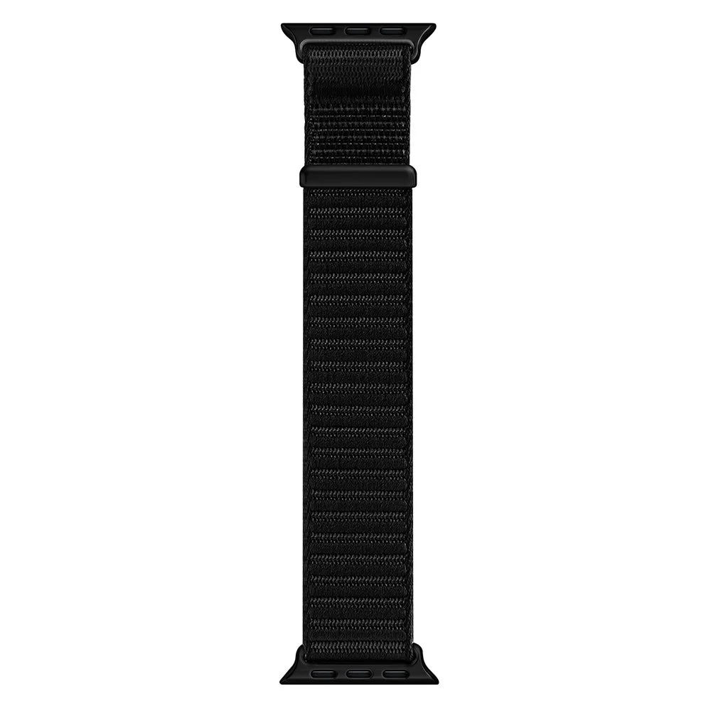 DUX DUCIS YE Series Watch Band For Apple Watch Ultra 3 2 1 49mm / Series 11 10 46mm / 9 8 7 45mm / SE3 SE2 SE 6 5 4 44mm / 3 2 1 42mm Nylon Braided Loop Strap - Black - 1