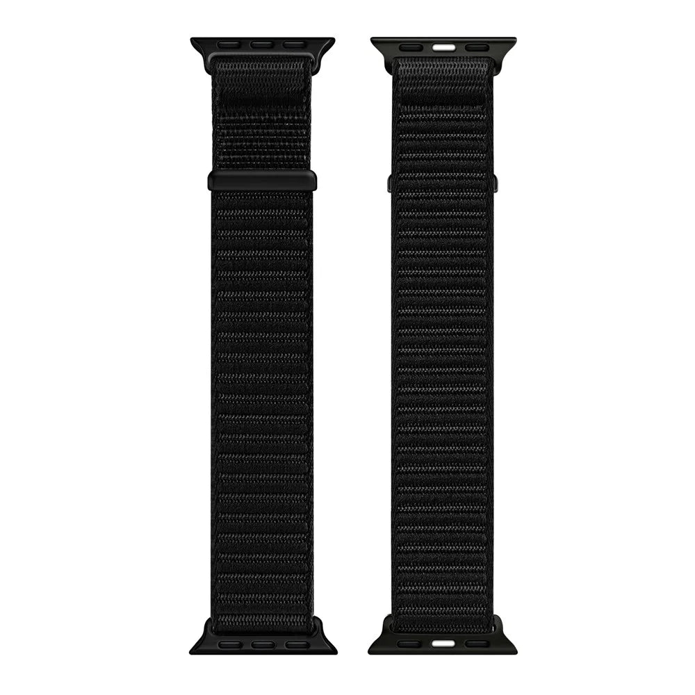 DUX DUCIS YE Series Watch Band For Apple Watch Ultra 3 2 1 49mm / Series 11 10 46mm / 9 8 7 45mm / SE3 SE2 SE 6 5 4 44mm / 3 2 1 42mm Nylon Braided Loop Strap - Black - 2