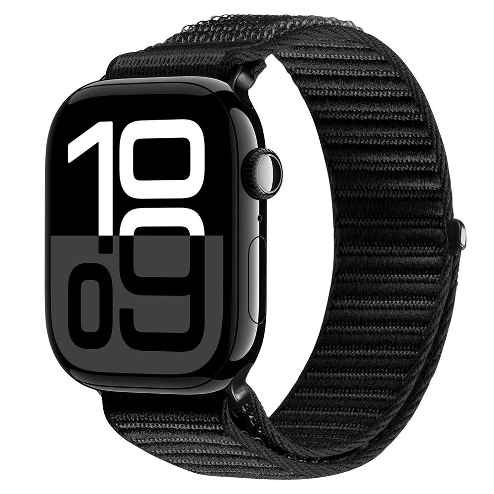 DUX DUCIS YE Series Watch Band For Apple Watch Ultra 3 2 1 49mm / Series 11 10 46mm / 9 8 7 45mm / SE3 SE2 SE 6 5 4 44mm / 3 2 1 42mm Nylon Braided Loop Strap - Black - 3