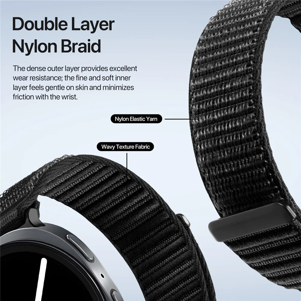 DUX DUCIS YE Series For Samsung Galaxy Watch8 40mm / 44mm / Watch8 Classic 46mm Watch Band Nylon Braided Loop Wrist Strap - Black - 6