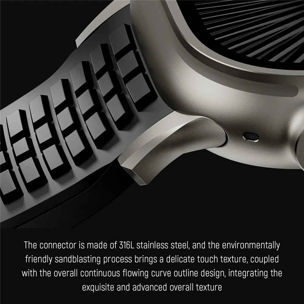 Watch Strap for Apple Watch Ultra 3 2 1 49mm / Series 11 10 46mm / 9 8 7 45mm / SE3 SE2 SE 6 5 4 44mm / 3 2 1 42mm Folding Buckle Silicone Band - Titanium / Black - 7