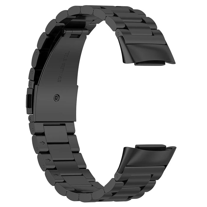 Watch Band for Fitbit Charge 6 / 5 Titanium Alloy 3-Bead Wrist Strap - Black - 2